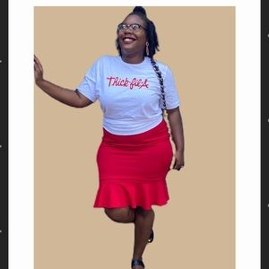 Plus size Red flare out skirt talking fire works